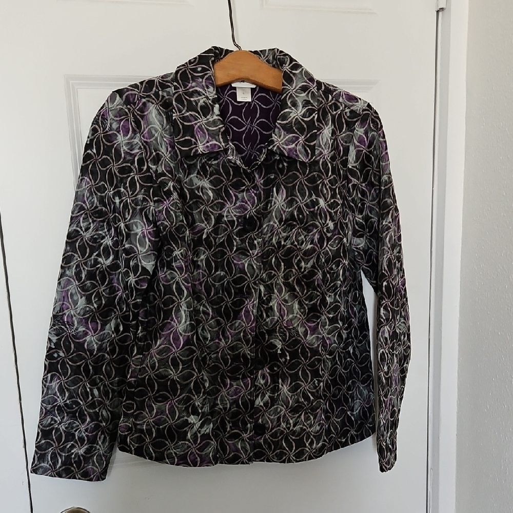 Christopher & Banks Black and Purple Long Sleeve Jacket (AB)